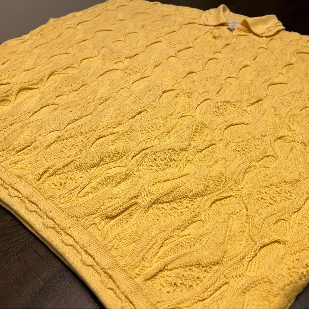 Coogi Basics Authentic Mens Yellow Cotton Knit Short Sleeve Sweater Size 3XL